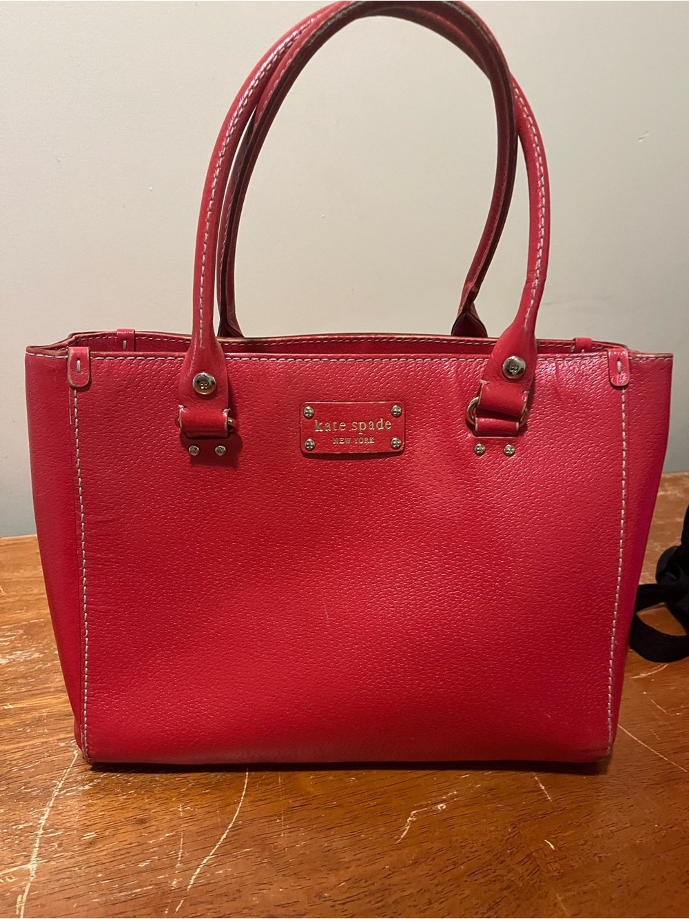 Kate Spade Red Leather Tote Bag Elena Wellesley